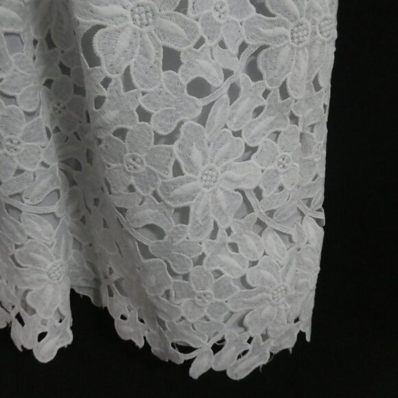 LOFT | 00P | Elegant White Floral Lace Mini Dress - Picture 14 of 14
